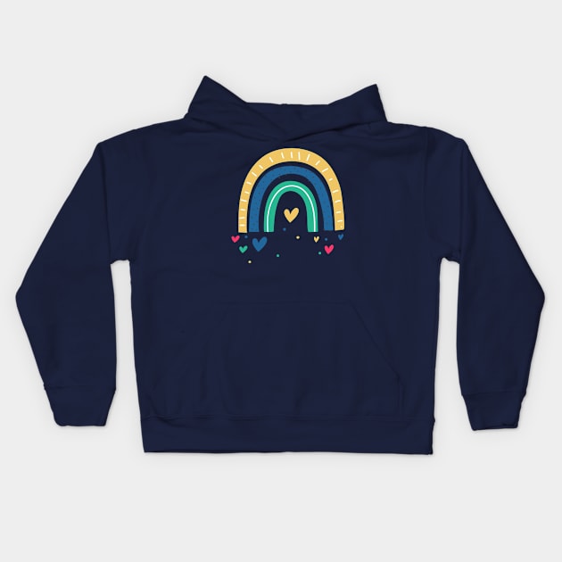 Kids Rainbows AND Hearts Kids Hoodie by Mommag9521